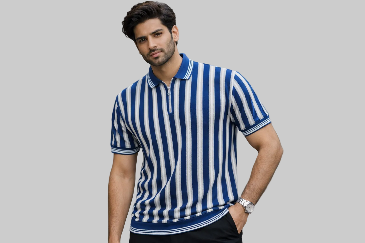 Blue Striped Old Money Polo