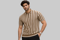 Beige Striped Old Money Polo