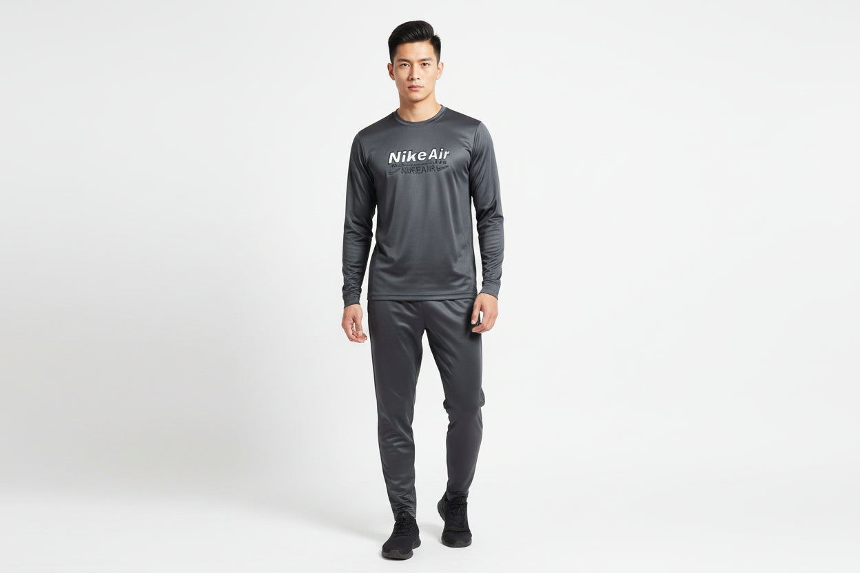 Black Micro Summer Full Sleeves Track Suit