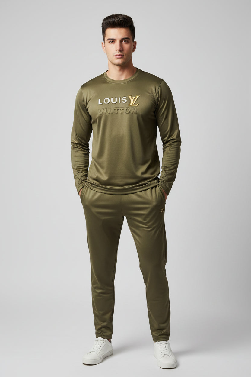 Olive Micro Summer Full Sleeves Track Suit